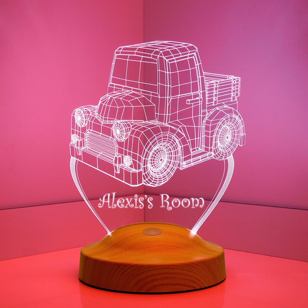 Truck Night Light with Custom Name, Truck Bedside Lamp, Nursery Decor by Drn Gift Store