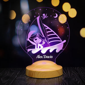 Pirate Boy Night Lamp Personalized, Baby Boy Bedroom Lamp by Drn Gift Store