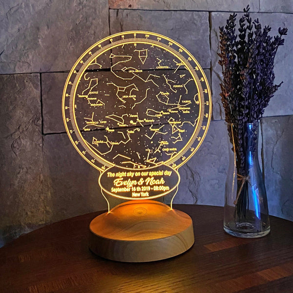 Custom Constellation Star Map Night Light, Personalized Anniversary Gift by Drn Gift Store