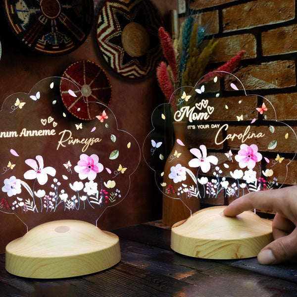 Personalized Mom Garden Lamp, Custom Mother's Day Night Light by Drn Gift Store