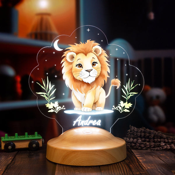 Personalized Lion Night Light, Baby Nursery Decor, Jungle Animal Lamp by Drn Gift Store