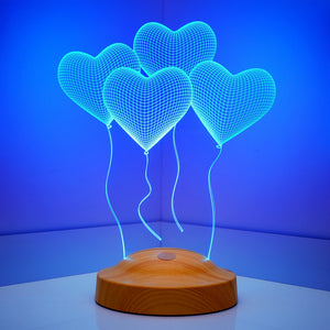 3D Flying Hearts LED Lamp, Personalized Couples Gift by Drn Gift Store