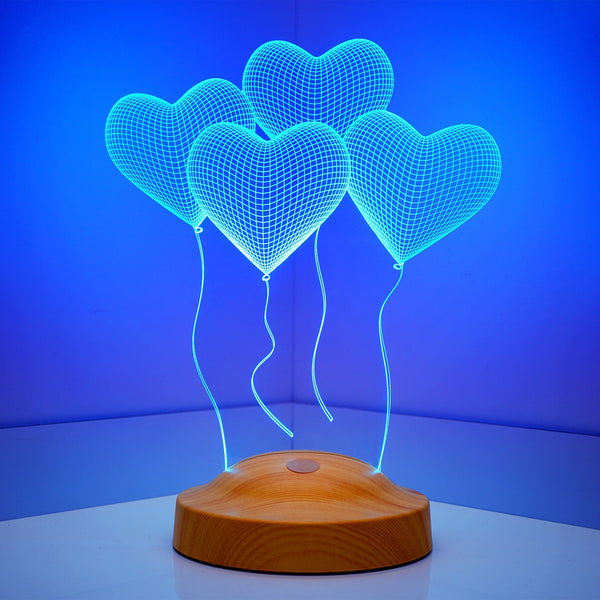 3D Flying Hearts LED Lamp, Personalized Couples Gift by Drn Gift Store