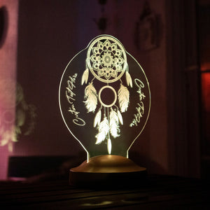 Personalized Dreamcatcher Night Light, LED Bedside Lamp, Chakra Decor by Drn Gift Store