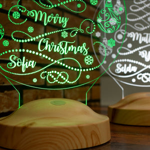 Personalized Christmas Tree LED Night Light, Custom Holiday Decor by Drn Gift Store