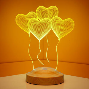 3D Flying Hearts LED Lamp, Personalized Couples Gift by Drn Gift Store