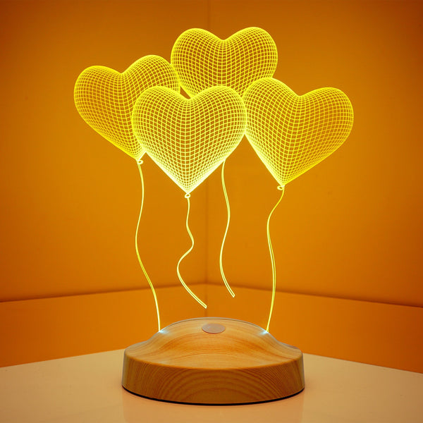 3D Flying Hearts LED Lamp, Personalized Couples Gift by Drn Gift Store