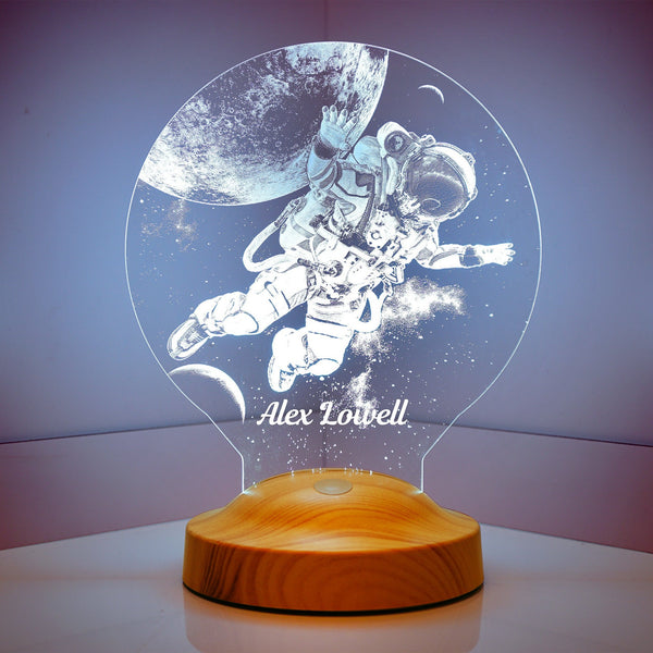 Personalized Astronaut LED Lamp, Space Nursery Decor, Astronaut Figurine by Drn Gift Store
