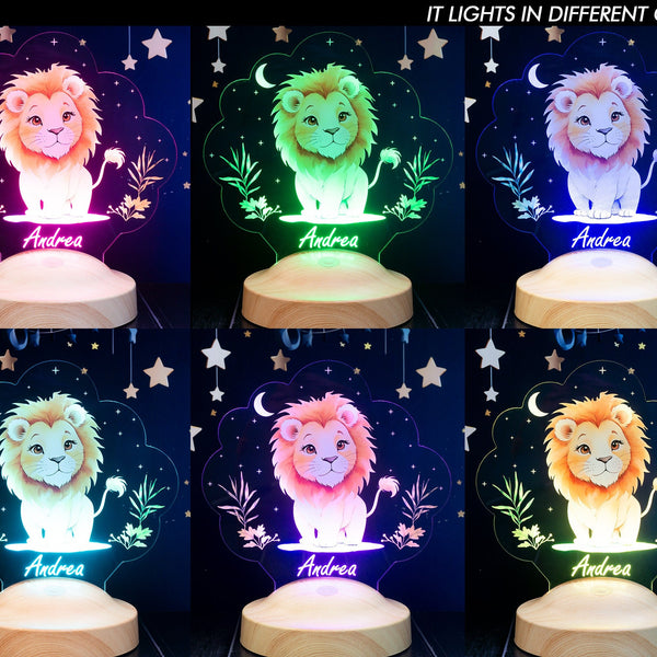Personalized Lion Night Light, Baby Nursery Decor, Jungle Animal Lamp by Drn Gift Store