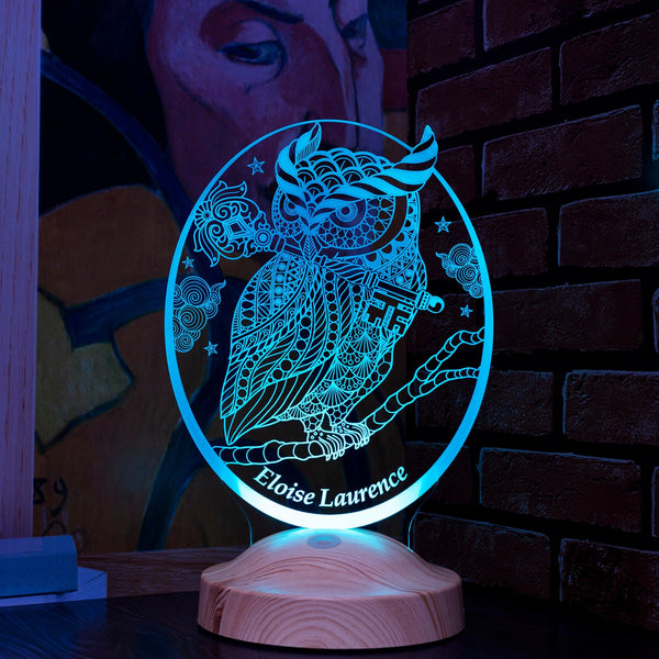 Personalized Owl Gift, Owl 3D LED Lamp, Perfect Gift for Owl Lovers by Drn Gift Store