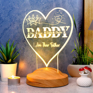 Personalized Gift For Dad Night Light, Step Dad Gift, Gift With Kids Names by Drn Gift Store