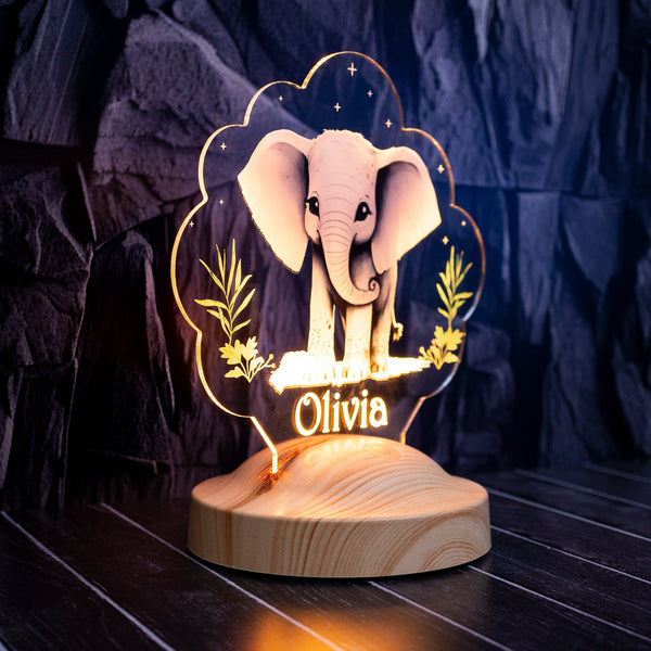 Elephant Night Light Personalized, Cute Elephant Gift for Baby With Name by Drn Gift Store