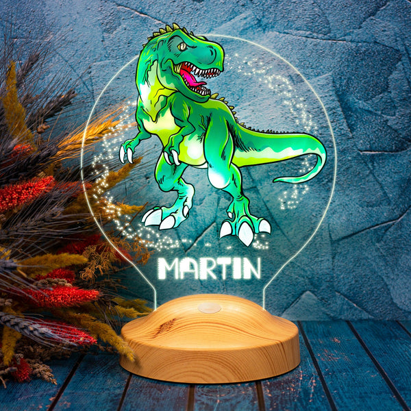 Personalized Dinosaur LED Sign, Gifts for kids, T-Rex Night light for kid by Drn Gift Store