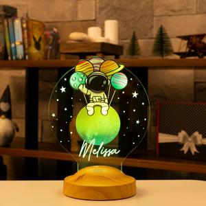 Personalized Astronaut Night Lamp, Space Theme Nursery Decor by Drn Gift Store