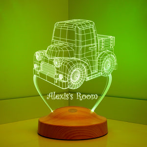 Truck Night Light with Custom Name, Truck Bedside Lamp, Nursery Decor by Drn Gift Store