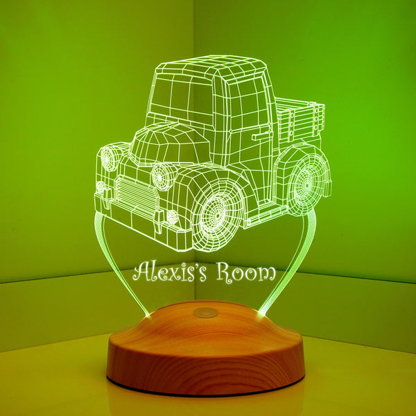 Truck Night Light with Custom Name, Truck Bedside Lamp, Nursery Decor by Drn Gift Store