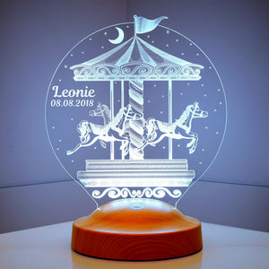 Personalized Vintage Carousel Night Light: LED Nursery Lamp by Drn Gift Store