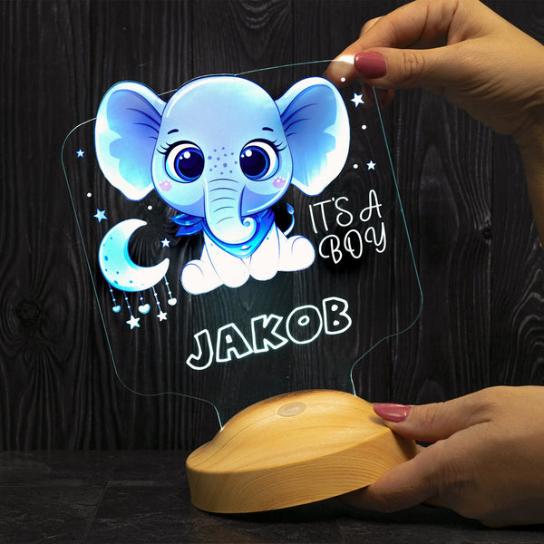 Personalized Elephant Night Light, Nursery Decor, Baby Shower Gift by Drn Gift Store