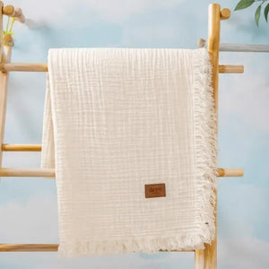 Cloud Muslin Baby Blanket, 35x43 in by LaFiny, Cream #cream