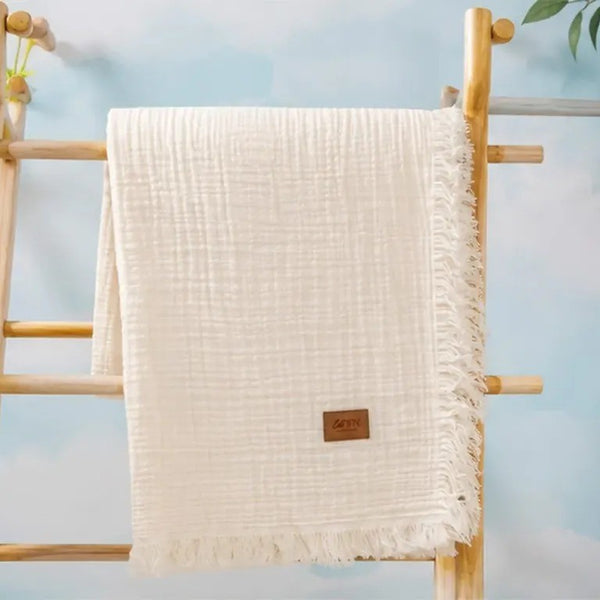 Cloud Muslin Baby Blanket, 35x43 in by LaFiny, Cream #cream