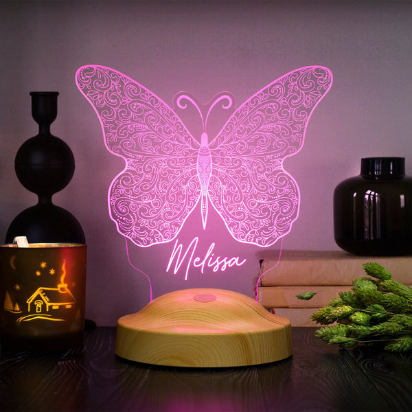 Butterfly Custom Night Light, Personalised Night Light with Name by Drn Gift Store