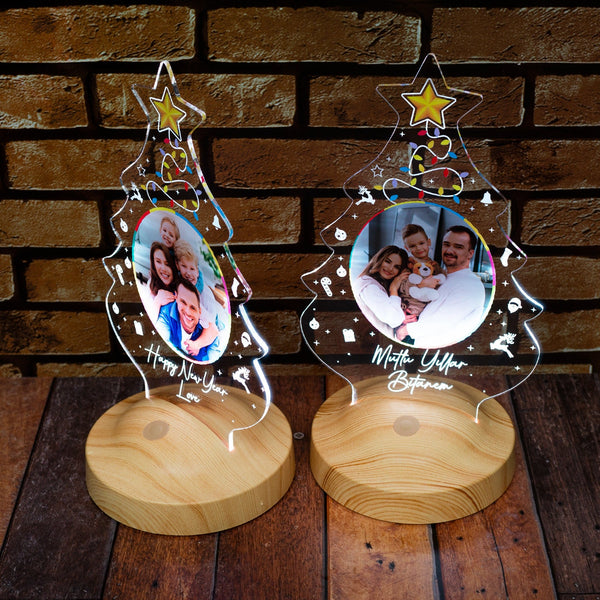 Personalized Christmas Tree Photo LED Lamp, Custom Engraved Gift by Drn Gift Store