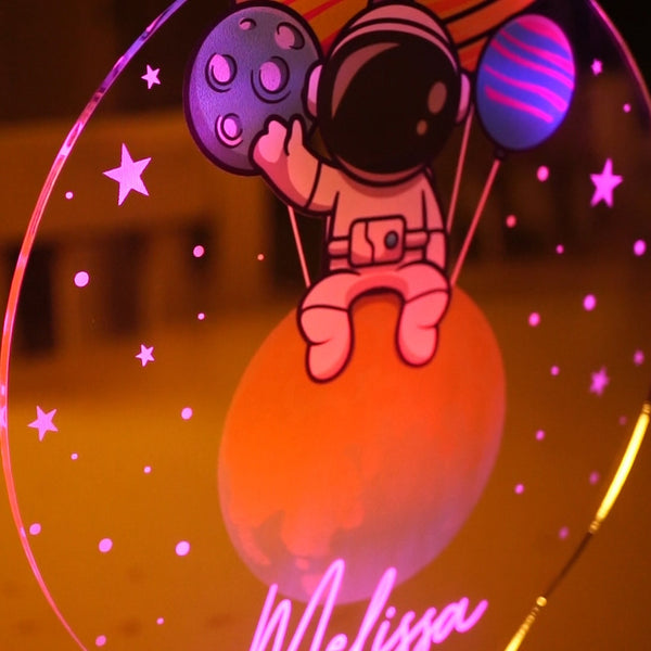 Personalized Astronaut Night Lamp, Space Theme Nursery Decor by Drn Gift Store
