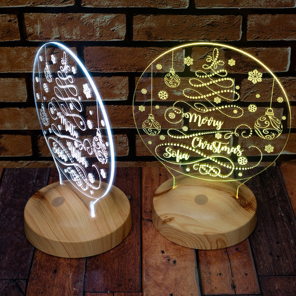 Personalized Christmas Tree LED Night Light, Custom Holiday Decor by Drn Gift Store