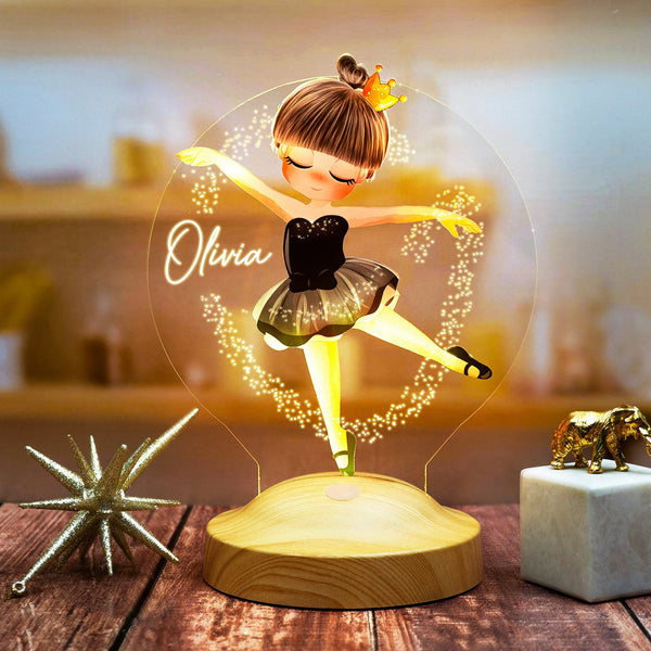 Ballerina Gift Night Light for Girl Personalized, Ballet Lamp by Drn Gift Store
