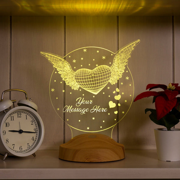 Heart With Wings 3D Led Lamp, Mothers Day Gift, Valentines Gift by Drn Gift Store