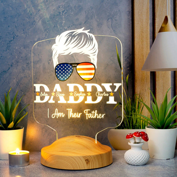 Personalized LED Table Lamp, Father's Day Gift with Kids Names by Drn Gift Store
