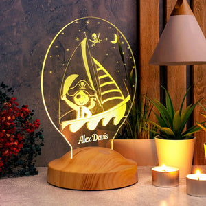Pirate Boy Night Lamp Personalized, Baby Boy Bedroom Lamp by Drn Gift Store