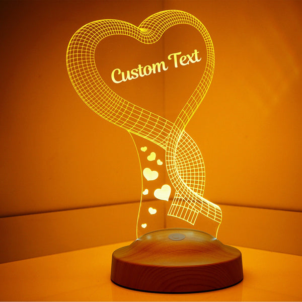 Personalized Anniversary Gift, 3D Heart Night Light, Valentines Gift by Drn Gift Store