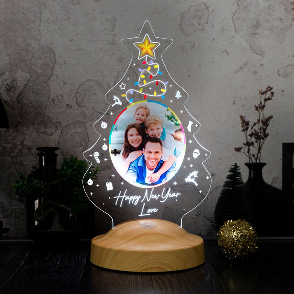 Personalized Christmas Tree Photo LED Lamp, Custom Engraved Gift by Drn Gift Store