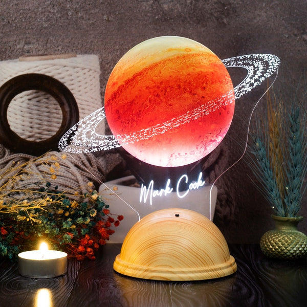 Personalized Saturn Planet Lamp, Saturn Planet Led Lamp by Drn Gift Store
