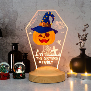 Personalized Halloween Tombstone LED Night Light: Custom Acrylic Pumpkin Decor by Drn Gift Store