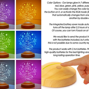 Personalized Christmas Tree LED Night Light, Custom Holiday Decor by Drn Gift Store