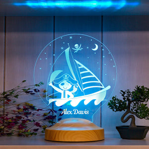Pirate Boy Night Lamp Personalized, Baby Boy Bedroom Lamp by Drn Gift Store
