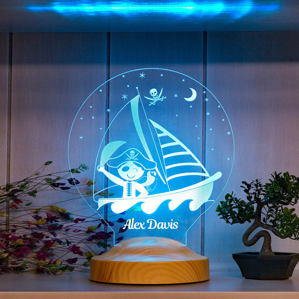 Pirate Boy Night Lamp Personalized, Baby Boy Bedroom Lamp by Drn Gift Store