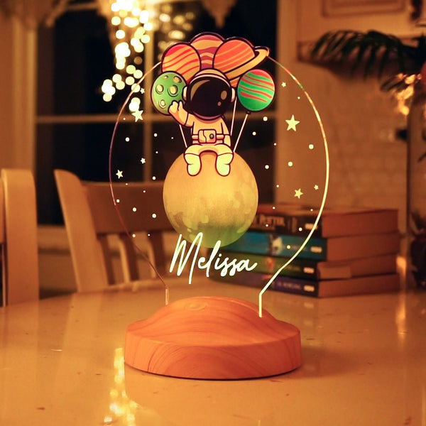 Personalized Astronaut Night Lamp, Space Theme Nursery Decor by Drn Gift Store