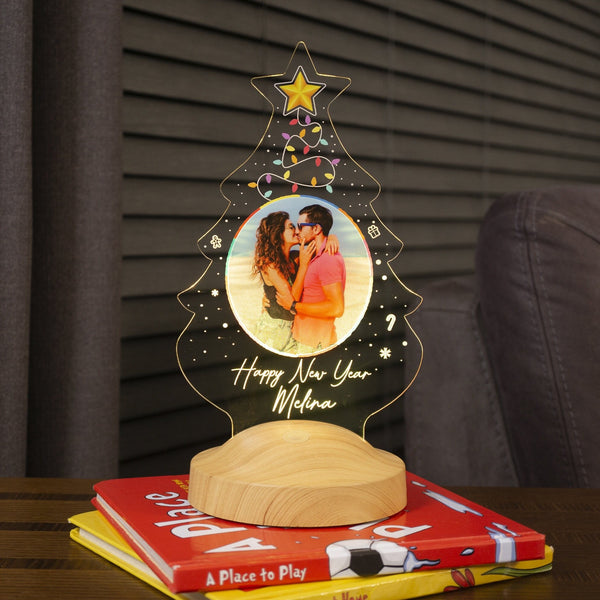 Personalized Christmas Tree Photo LED Lamp, Custom Engraved Gift by Drn Gift Store