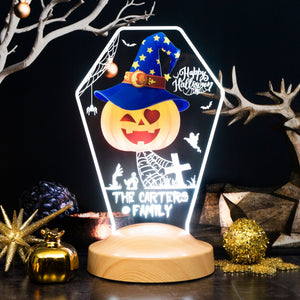 Personalized Halloween Tombstone LED Night Light: Custom Acrylic Pumpkin Decor by Drn Gift Store