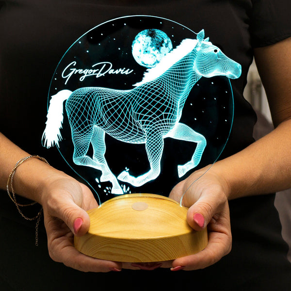 Horse 3D LED Lamp, Gift for Horse Lovers, Horse Art, Horseman Gifts by Drn Gift Store