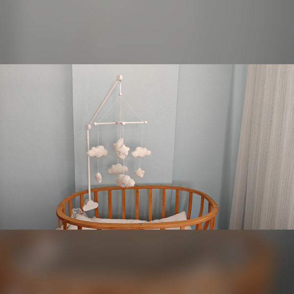 Boucle Baby Mobile: Celestial Moon, Cloud & Star Nursery Decor