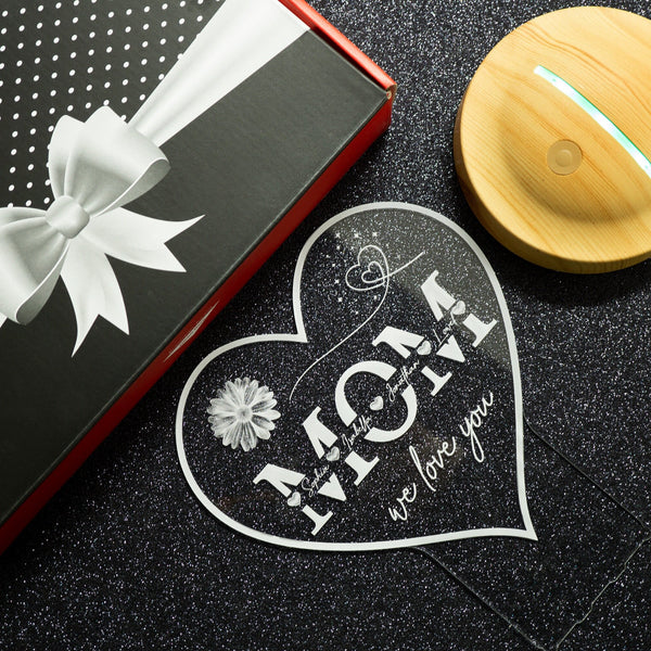 Mothers Day Gift, Mom Personalized Night Light, Heartshaped Custom 3D Lamp by Drn Gift Store