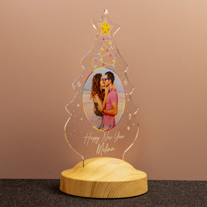 Personalized Christmas Tree Photo LED Lamp, Custom Engraved Gift by Drn Gift Store