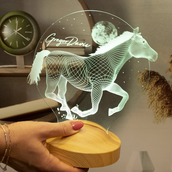 Horse 3D LED Lamp, Gift for Horse Lovers, Horse Art, Horseman Gifts by Drn Gift Store