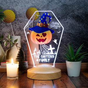 Personalized Halloween Tombstone LED Night Light: Custom Acrylic Pumpkin Decor by Drn Gift Store