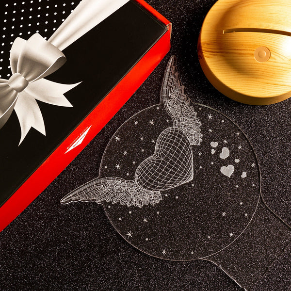 Heart With Wings 3D Led Lamp, Mothers Day Gift, Valentines Gift by Drn Gift Store