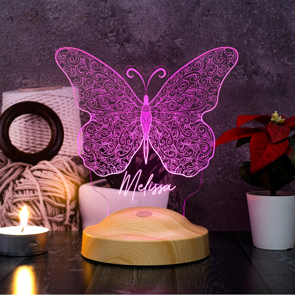 Butterfly Custom Night Light, Personalised Night Light with Name by Drn Gift Store